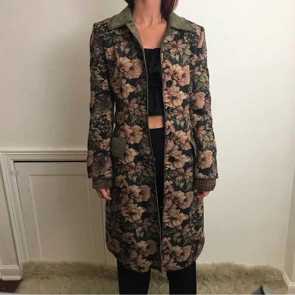 Philosophy Di Alberta Ferretti 90’s Romantic Tapestry Maxi Runway Rare Coat - Picture 5 of 16